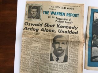 Vintage John F.  Kennedy Assassination Memorabilia - EMPIRE & DENVER POST 2