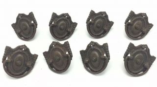 Vintage French Provincial Drawer Pulls Set Of Eight 8 Aged Bronze Antique