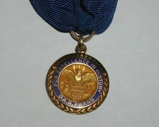 D.  A.  R.  Award " For Excellence In History " Medal Sterling Silver & Gold Filled