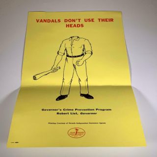 1980 Nevada Crime Prevention Poster Vandals Don 