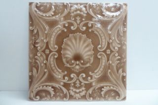 Antique Victorian Majolica Art Nouveau Tile Minton Hollins Stoke On Trent Clam