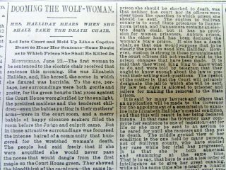 1894 Newspaper 1st Woman Sentenced To Death In The Electric Chair Lizziehalliday