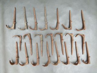 22 Small Antique Cast Iron Brackets Hooks Pipe Or Wire Supports