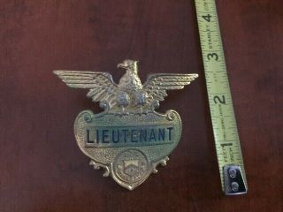 Vintage Hat Badge Lieutenant Pinkerton Detective Agency Gold Toned