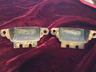 2 Ornate Antique Cast Bronze Victorian Eastlake Bin Pulls 2