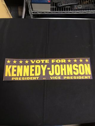 Vote For John F Kennedy - Johnson Jfk Campaign 1960 Bumper Sticker Jh549