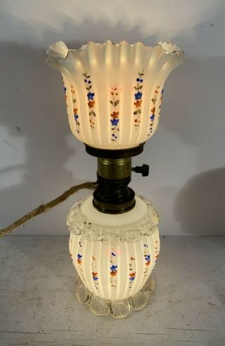 Antique Glass Small Oil Lamp Converted To Electric