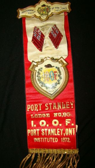 Vintage I.  O.  O.  F.  Odd Fellows In Memoriam Ribbon.  Port Stanley Ont.  Lodge 95