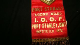 Vintage I.  O.  O.  F.  Odd Fellows In Memoriam Ribbon.  Port Stanley Ont.  Lodge 95 3