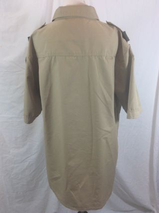 Mens Boy Scouts BSA Beige Uniform Shirt Short Sleeve Patches L Large 3