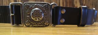 Vintage Canadian Girl Guides Cgg Assn Scout Leather Belt W/ 2 Pc Buckle Exc