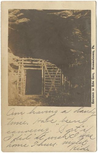 Rppc Real Photo Postcard Entrance To The Echo Cave Hummelstown,  Pa.  Dauphin Co.