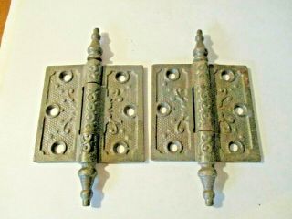 Antique Cast Iron Eastlake Victorian Door Hinges Hardware