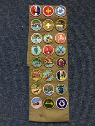 Vintage Boy Scout Sash With 24 Patches