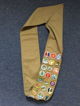 VINTAGE BOY SCOUT SASH WITH 24 PATCHES 3