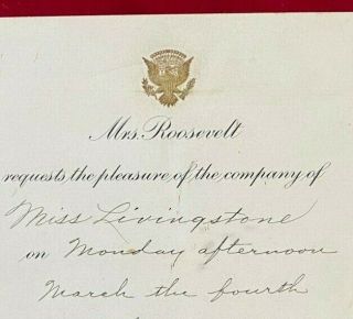 RARE Engraved Invitation Mrs.  Roosevelt 2