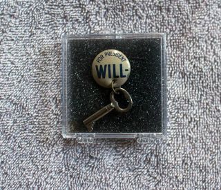 1940 Wendell Willkie Rebus Presidential Campaign Button " For President Will "