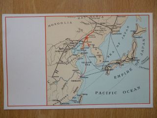 South Manchuria Railway Company Map Postcard China Korea Japan