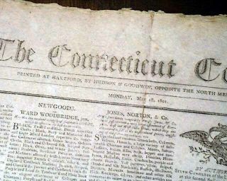 THOMAS JEFFERSON John Adams Act of Congress Northwest Territory 1801 Newspaper 3