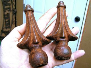 Two Solid Cast Iron Steeple Finials Architectural Rust Finish