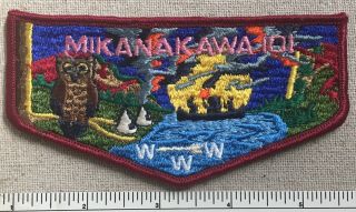 Vintage 1970s Oa Mikanakawa Lodge 101 Flap Patch Tx Circle Ten Council Miki S1