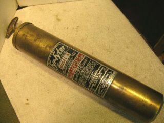 Vintage Fyr - Fyter 1 1/2 Qt Hand Pump Brass Fire Extinguisher.