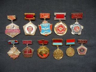 Set Of 11 Ussr Soviet Badge Veteran Of Labour Lenin