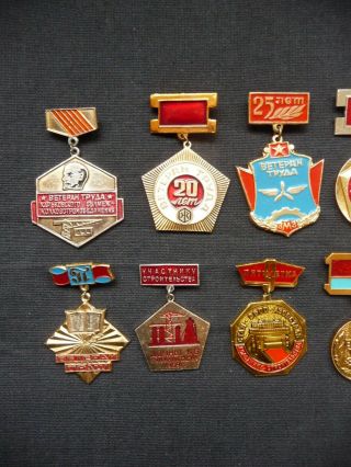 Set of 11 USSR Soviet Badge Veteran of Labour Lenin 2