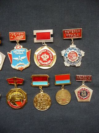 Set of 11 USSR Soviet Badge Veteran of Labour Lenin 3