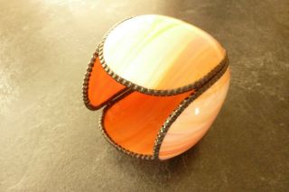 Vintage Christopher Wray Tiffany Inspired Orange Marbled Lamp Shade.