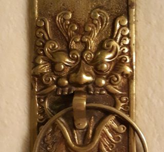 Vintage / Antique Brass Door Knocker - Lion Or Gargoyle / U.  S.  Seller