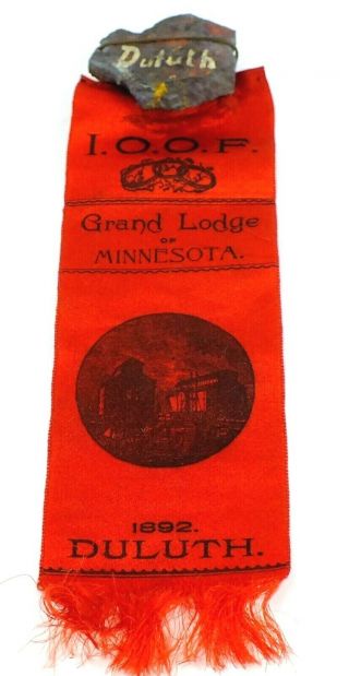 1892 I.  O.  O.  F.  Odd Fellows Duluth Mn Grand Lodge Badge Fraternal Order