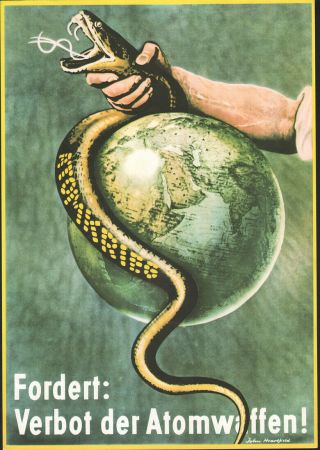 John Heartfield - Ask For Ban Of Atomic Weapons Rare East German Art Poster 1974