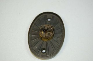 Vintage Antique Brass? Art Deco Door Bell Plate With Button Sunburst Pattern 3
