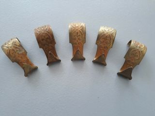 Set Of 5 Antique Victorian Brass Picture Hooks