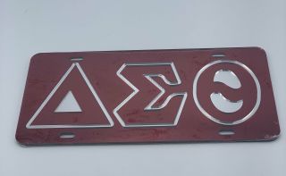 Delta Sigma Theta - Red Outlined Mirror License Plate 2