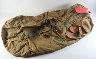 Vintage Boy Scouts Bsa Tan Duffle Bag Jamboree 1960 & 1981 Leather Staff Patch