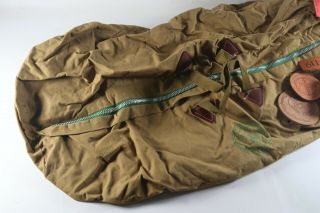 Vintage Boy Scouts BSA Tan Duffle Bag Jamboree 1960 & 1981 Leather Staff Patch 2