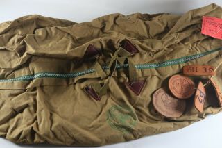 Vintage Boy Scouts BSA Tan Duffle Bag Jamboree 1960 & 1981 Leather Staff Patch 3