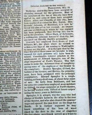 ABRAHAM LINCOLN Assassination Conspirators Trial CIVIL WAR Ending 1865 Newspaper 2