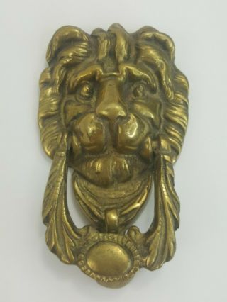 Heavy Solid Brass Lions Head Door Knocker Vintage Architectural