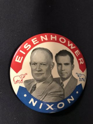 Dwight Eisenhower,  Richard Nixon Political Campaign Pin Button 3.  5 " Jh336
