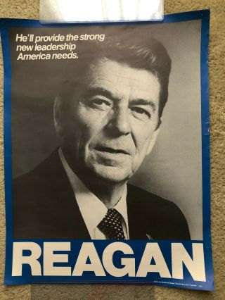 1980 Ronald Reagan Campaign Poster 22 " X 17 " Leadership America Needs