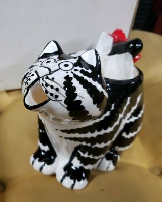 Sigma Taste Setter Black & White Stripped Cat Shaped Creamer 16 Oz Red Bow Nwt