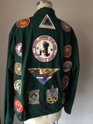 1950’s Boy Scout Green Cotton Windbreaker Jacket 25 Patches 1954 - 1964 2