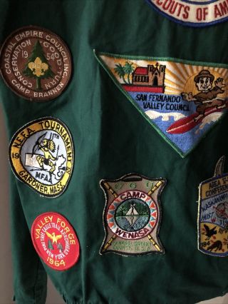 1950’s Boy Scout Green Cotton Windbreaker Jacket 25 Patches 1954 - 1964 3