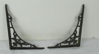 Antique Cast Iron Shelf Brackets 7 X 9 " Painted Black