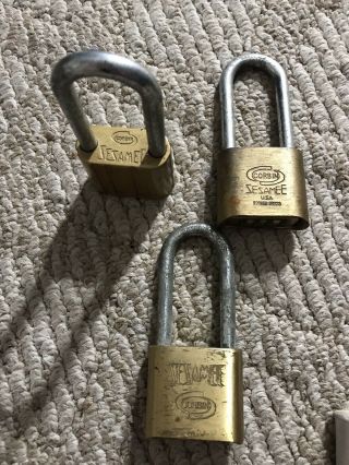 3 Vintage Brass Corbin Sesamee Usa 4 Digit Combination Locks