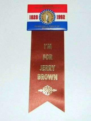 1992 Jerry Brown Campaign Pin Pinback Button Political Presidential Election