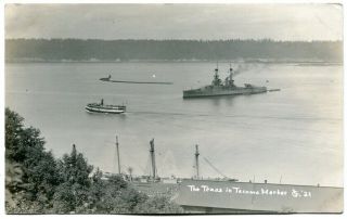Rppc The Texas In Tacoma Harbor Washington Boat Barge Navy Military N31